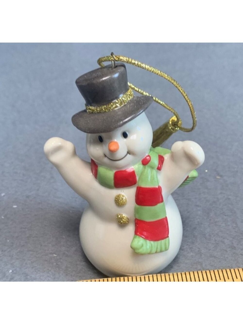 Lenox Snowman Christmas Ornament Top Hat & Scarf with Box